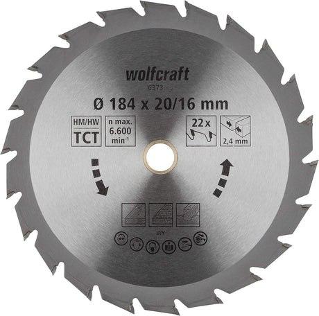 Wolfcraft - lame de scie circulaire 184x16mm - 22 dents - lame de scie pour scie circulaire - série verte - 6373000