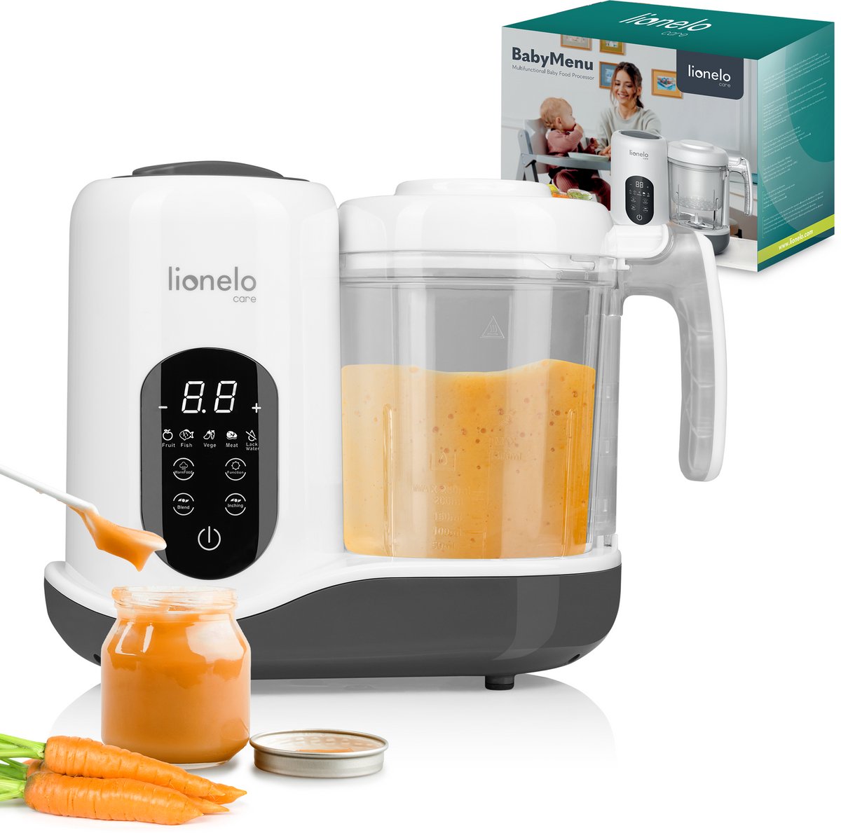 Robot culinaire multifonction Lionelo baby menu 5en1 - pour préparer les aliments pour bébé - appareil à vapeur - chauffage - fonction de mélange