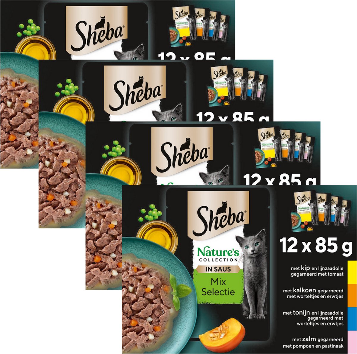 Nourriture pour chat Sheba - collection nature - sélection de mélanges en sauce - 48x85g