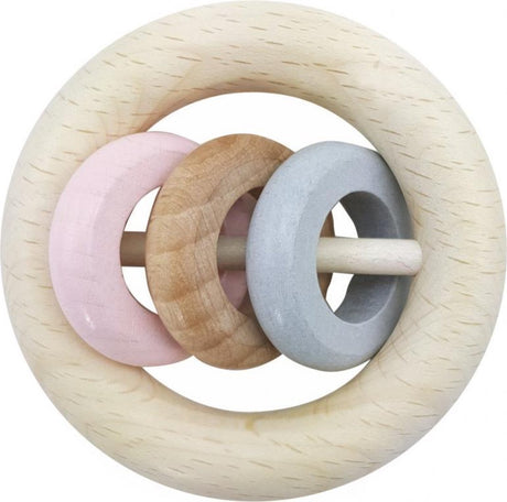Hochet Hess avec 3 anneaux (rose naturel)