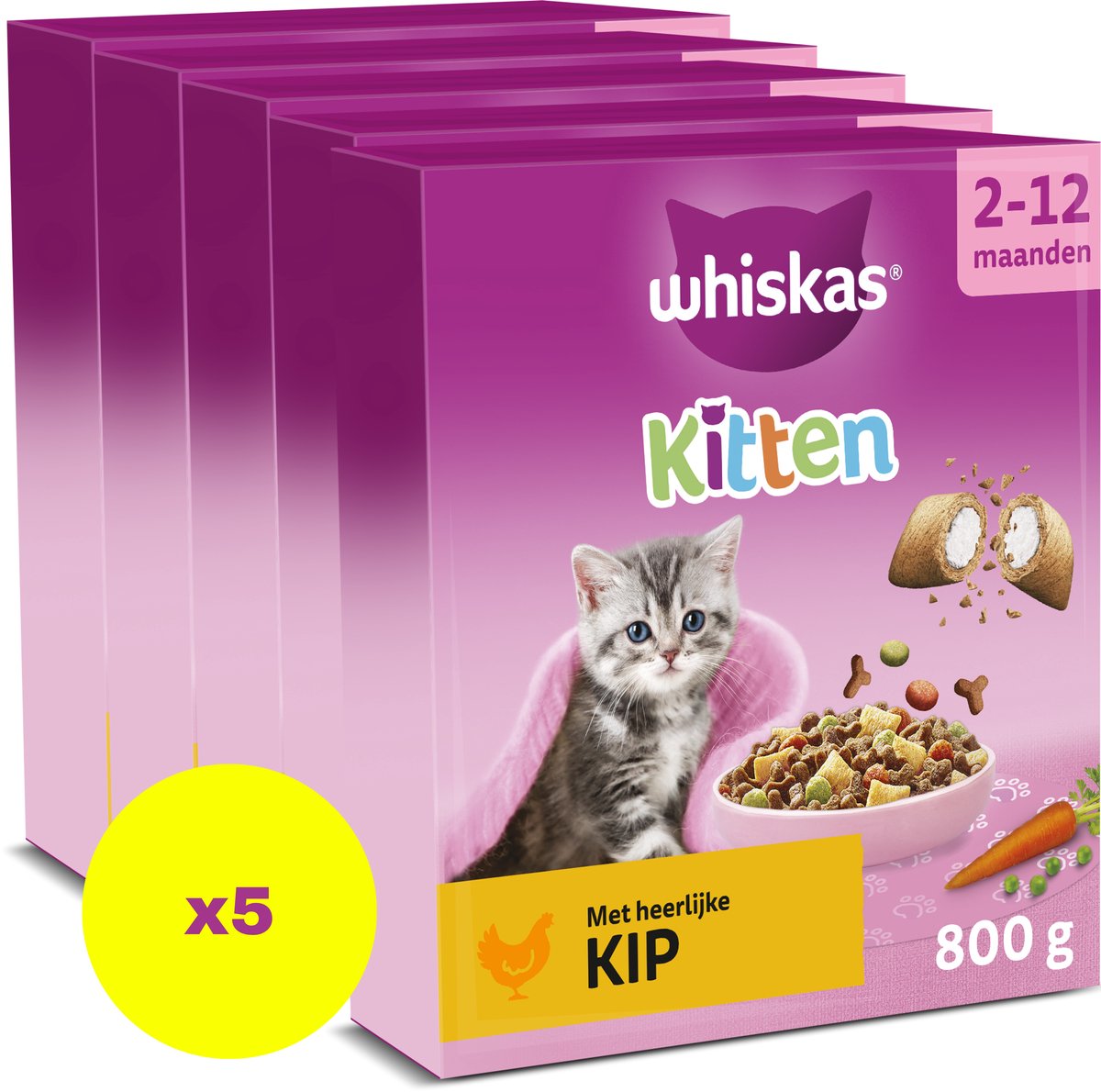 Whiskas nourriture pour chat - junior - poulet - boîte 5x800g