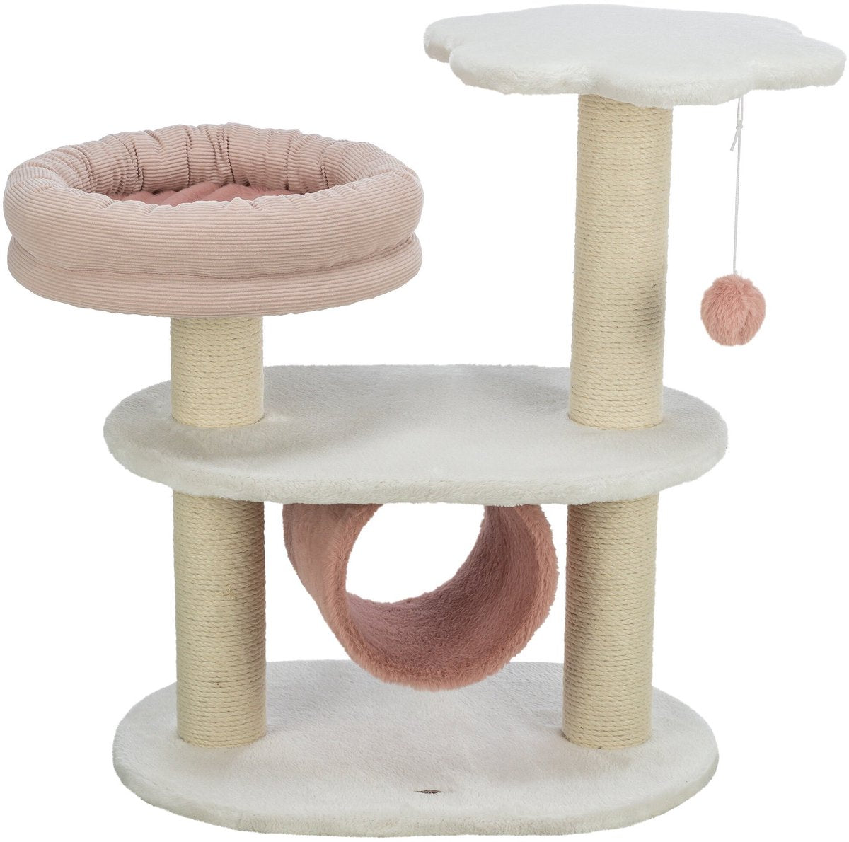 Trixie arbre à chat Isabella - meuble à gratter de luxe avec plateforme allongée et balle de jeu - 58x38x70 cm