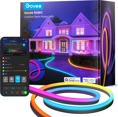 Corde lumineuse néon d'extérieur Govee rgbic (10 m)
