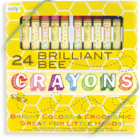 Ooly - crayons de cire d'abeille brillants - couleurs extrêmement douces et vibrantes - lot de 24 couleurs - triangulaires et ne roulent pas - convient à partir de 3 ans
