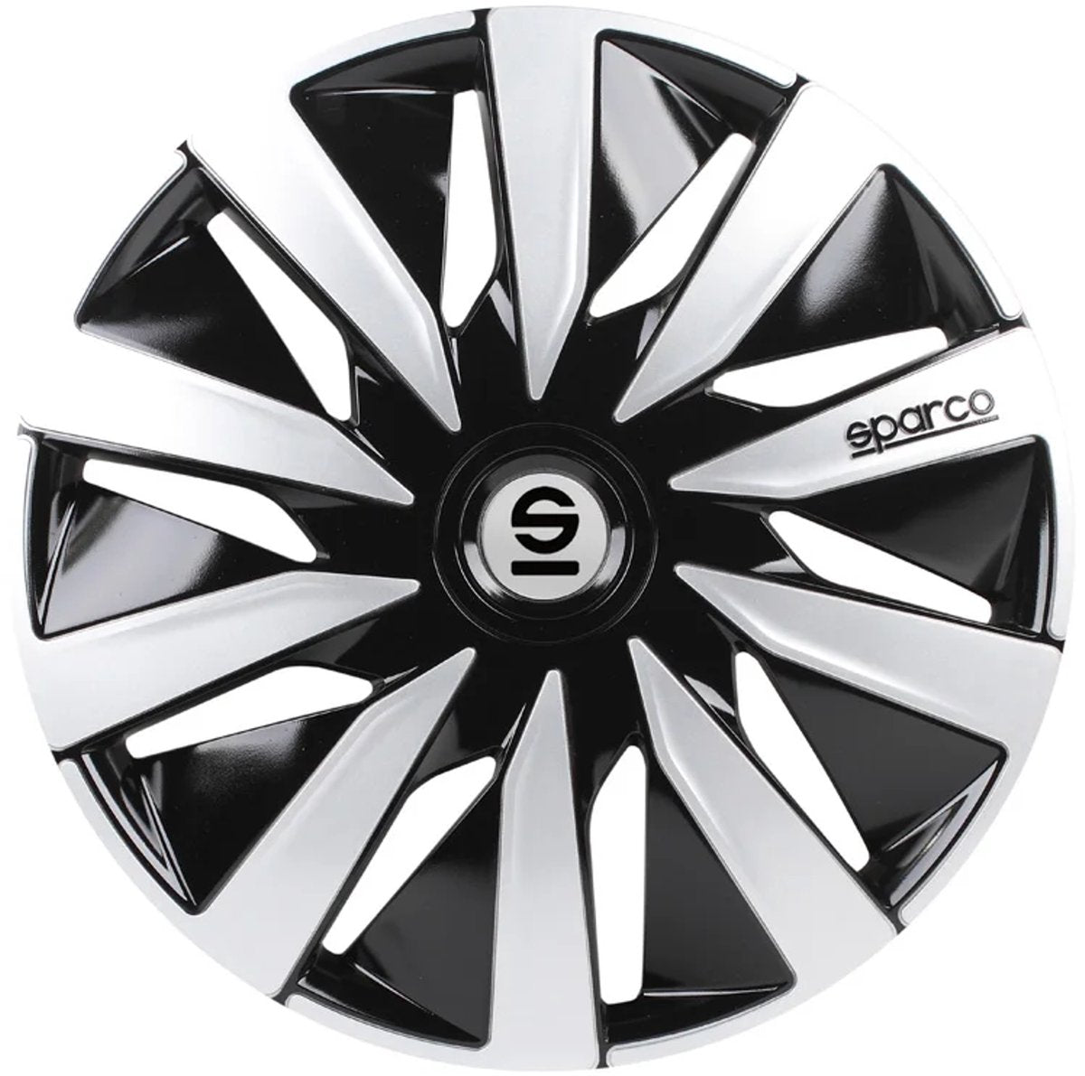 SPARCO HUBCAPS LAZIO 15 pouces Ensemble d'argent noir de 4