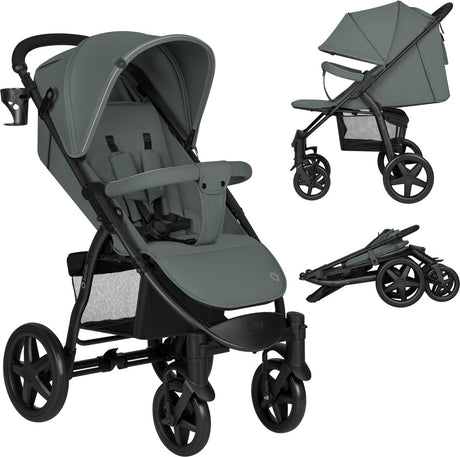 Lionelo buggy annet plus - léger pliable - grandes roues solides avec suspension - y compris chancelière, moustiquaire porte-gobelet - dossier réglable repose-pieds - poussette de la naissance jusqu'à 22 kg - landau
