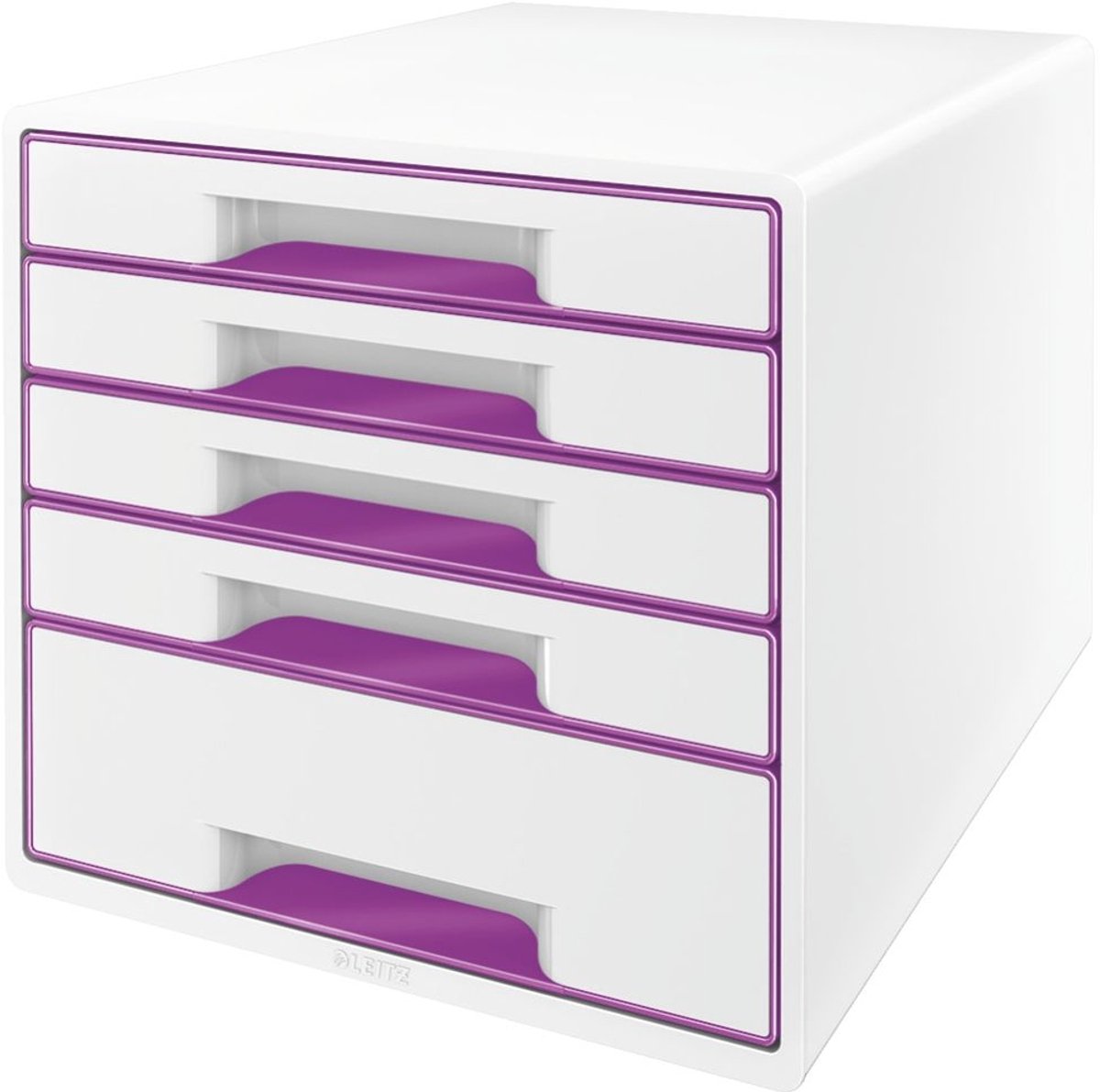 Leitz wow cube caisson à tiroirs avec 5 tiroirs - rangement avec compartiments - blanc violet