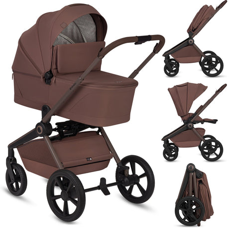Ensemble poussette 3en1 Lionelo Freya – nacelle, poussette astrid i-size siège auto (40–87 cm) – premium – de la naissance à 22 kg – roues PU avec suspension – siège réversible – capote UPF50+