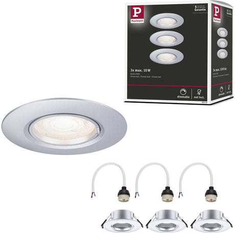 Lampe à encastrer Paulmann lot de 3 étoiles rondes 90 mm gu10 max. 3x10w 230v dimmable chrome mat