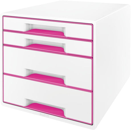 Leitz wow cube caisson à tiroirs avec 4 tiroirs - rangement avec compartiments - pour le bureau et le travail à domicile - idéal pour le bureau à domicile - blanc rose