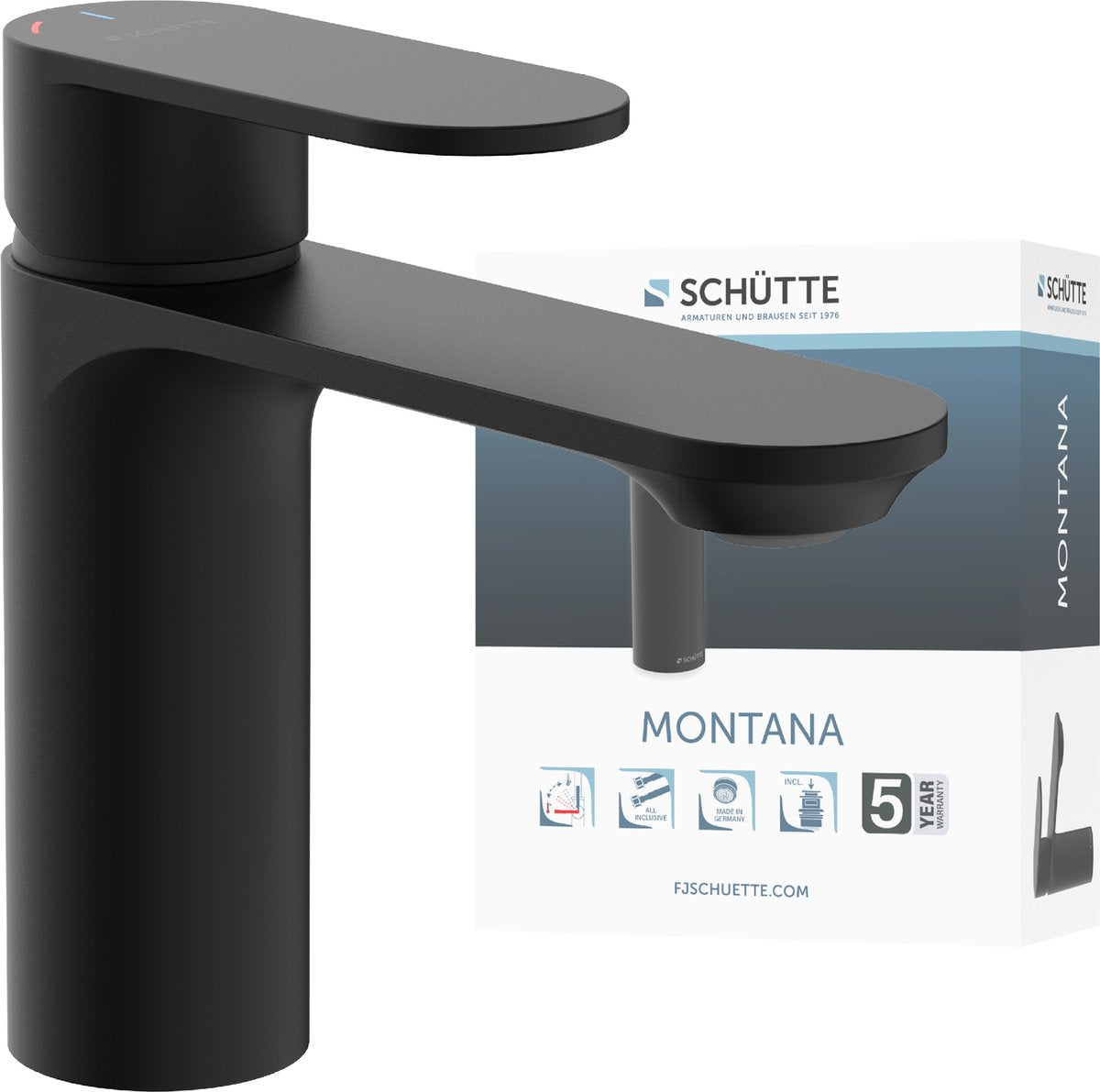 Robinet de lavabo Schütte montana - mitigeur - noir mat