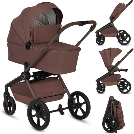 Poussette 2en1 Lionelo Freya - poussette nacelle - de la naissance à 22 kg - poussette premium - roues PU avec suspension - siège face à l'avant - capote UPF50+ - système d'accessoires complet