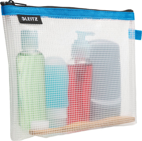 Leitz wow trousse de voyage hydrofuge cosmétiques - trousse de toilette - transparent - bleu