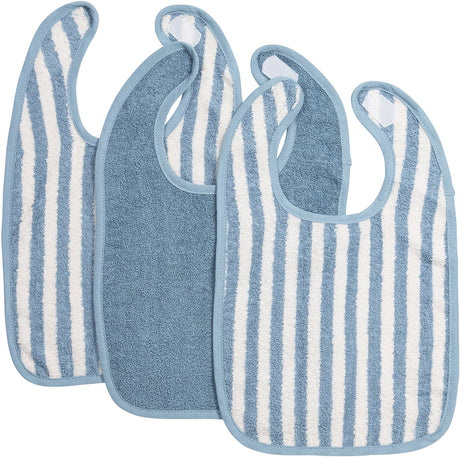 Bavoir Meyco baby fat stripe - pack de 3 - tissu éponge jacquard - bleu jeans