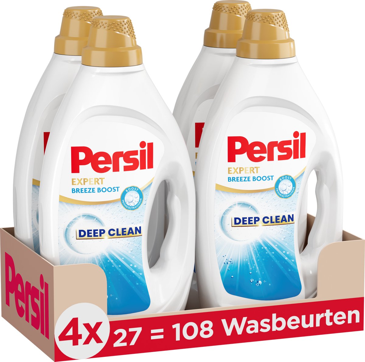Persil gel Breeze Boost - Lessive liquide - Pour toutes les couleurs de linge - Fraîcheur hygiénique - 4 x 27 lavages