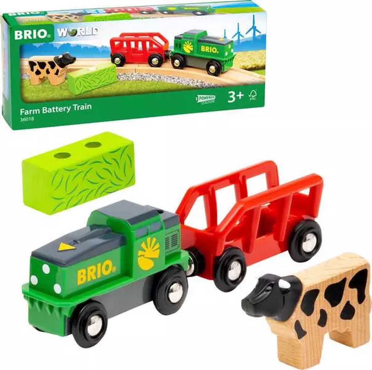Train agricole à batterie Brio World - Train de jeu pour enfants à partir de 3 ans - 36018