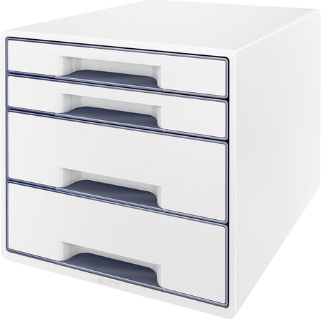Leitz wow bureau cube 4 tiroirs blanc gris