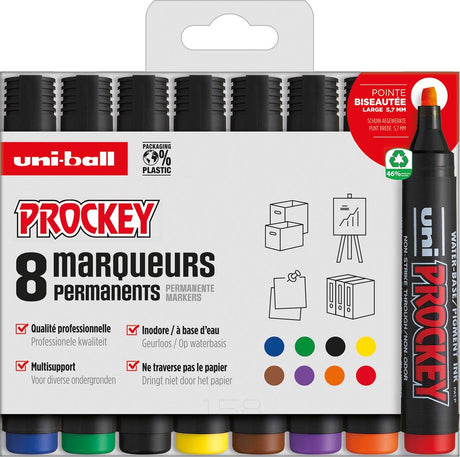 Marqueur permanent Uni-ball prockey pm-126, étui de 8 pièces, assorti