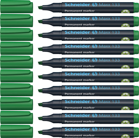 Instruments d'écriture Schneider marqueur permanent Schneider - maxx 133 - pointe biseautée - vert - 10 pièces - s-113304-10