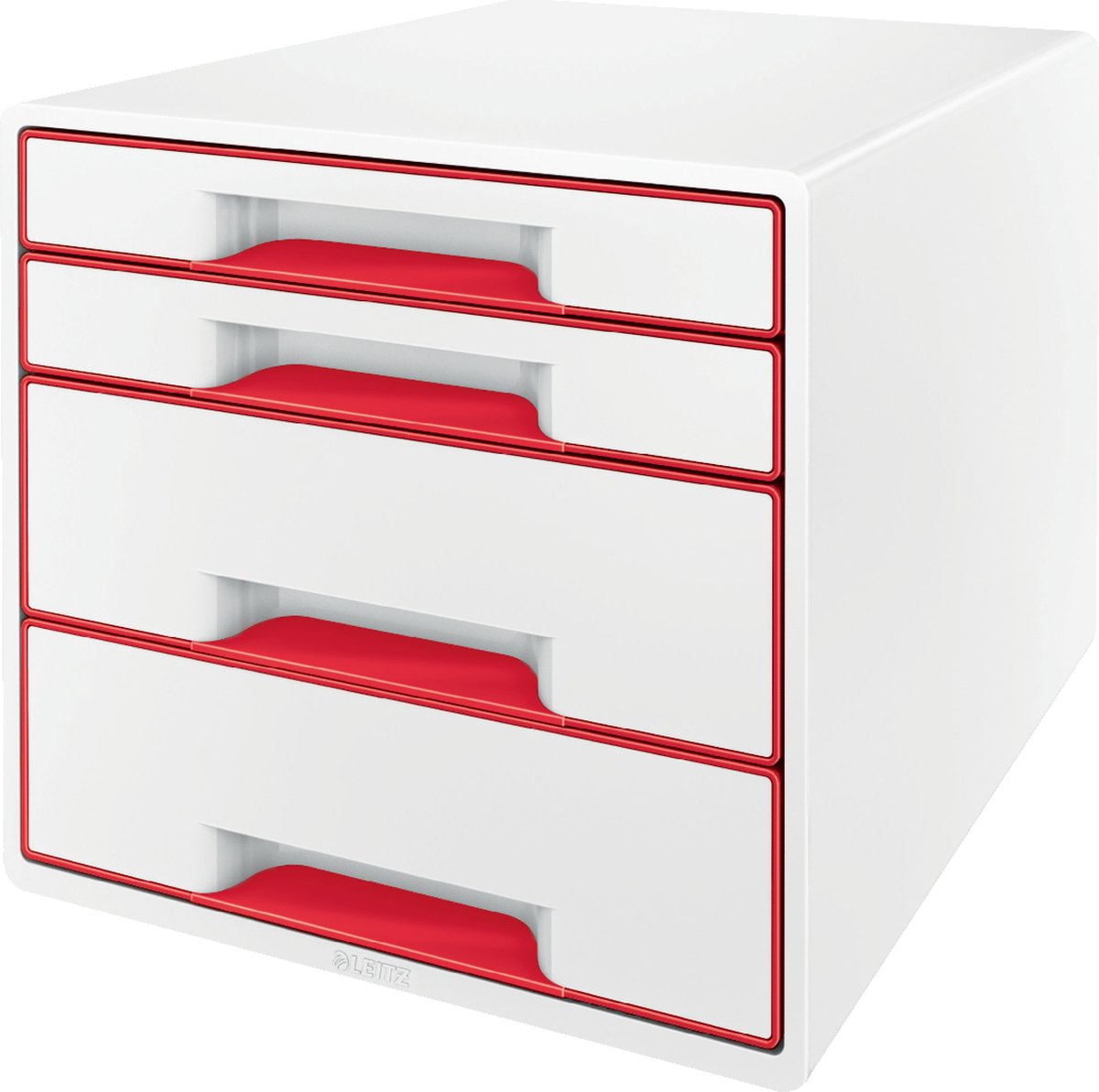 Leitz wow cube caisson à tiroirs avec 5 tiroirs - rangement avec compartiments - blanc rouge