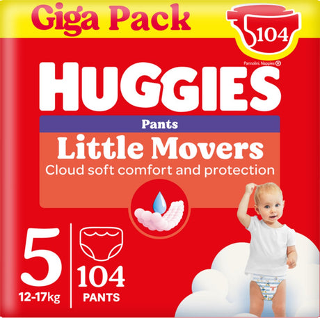 Couches-culottes pour bébé Huggies ® Little Movers, taille 5 (12 à 17 kg), 104 couches-culottes aux motifs Disney©, giga pack