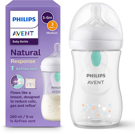 Biberon Philips avent natural réponse 260 ml – débit 3 - étoiles - 1 biberon - scy673 82
