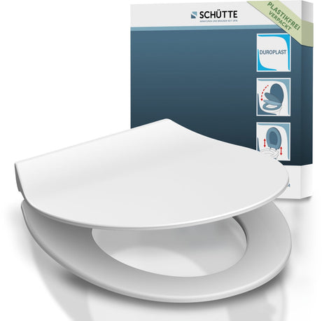 Abattant WC Schütte 82700 slim blanc - duroplast - super fin - fermeture amortie - cliquable - charnières en acier inoxydable - capacité de charge jusqu'à 175 kg - laqué - blanc