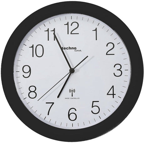 Technoline wt 8000 noir - horloge murale - analogique - ronde - fenêtre en plastique - indication de l'heure radiocommandée - noir