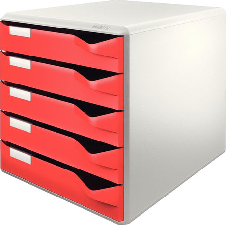 Leitz - caisson à tiroirs (5 tiroirs) - blanc rouge