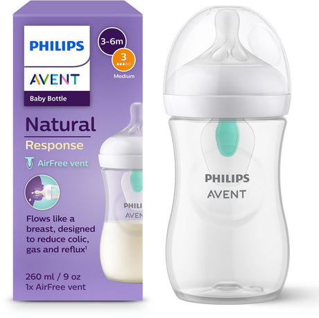 Philips avent biberon réponse naturelle 260 ml – débit 3 - anti-colique - 1 biberon - scy673 01