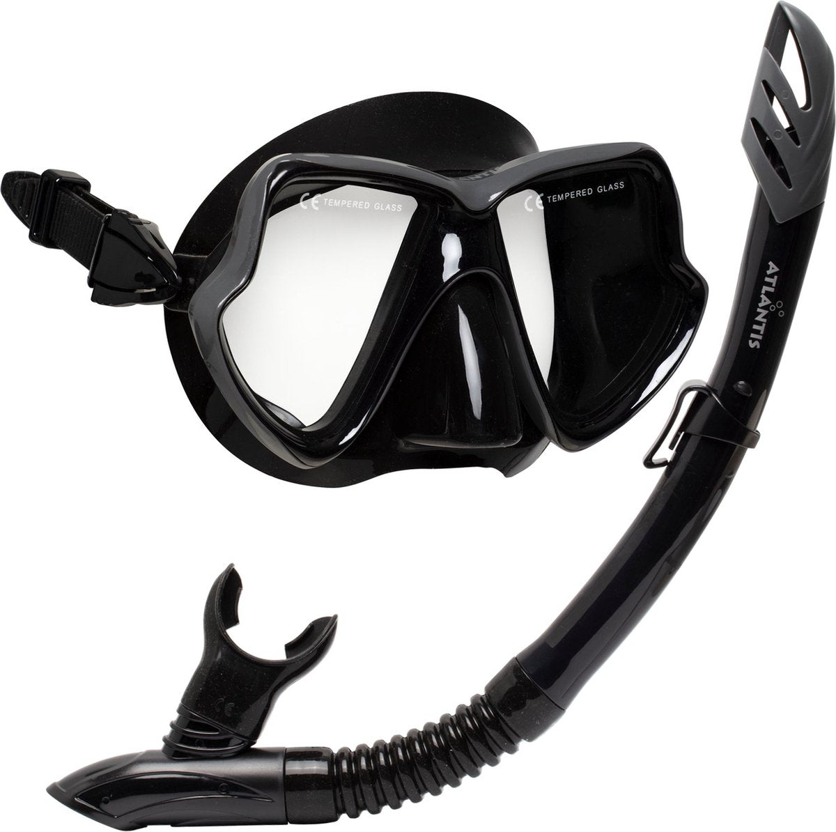 Atlantis java combo - ensemble tuba - lunettes de plongée - tuba - adultes - argent noir