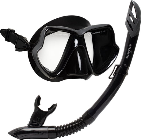 Atlantis java combo - ensemble tuba - lunettes de plongée - tuba - adultes - argent noir
