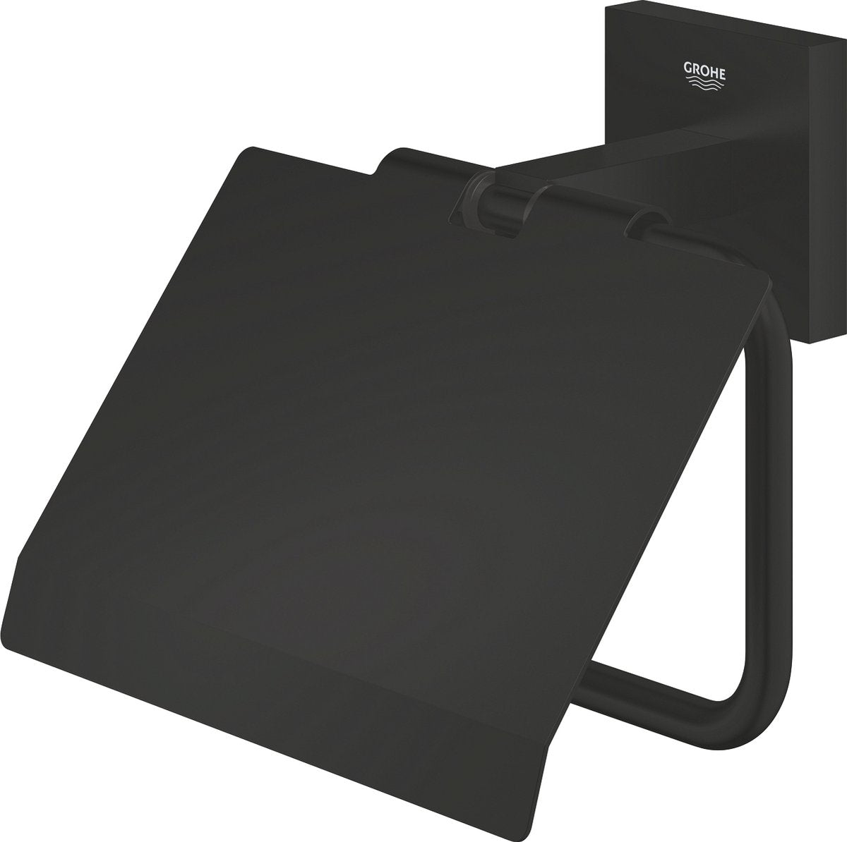 Porte-rouleau de papier toilette Grohe quickfix start cube - avec couvercle - noir mat