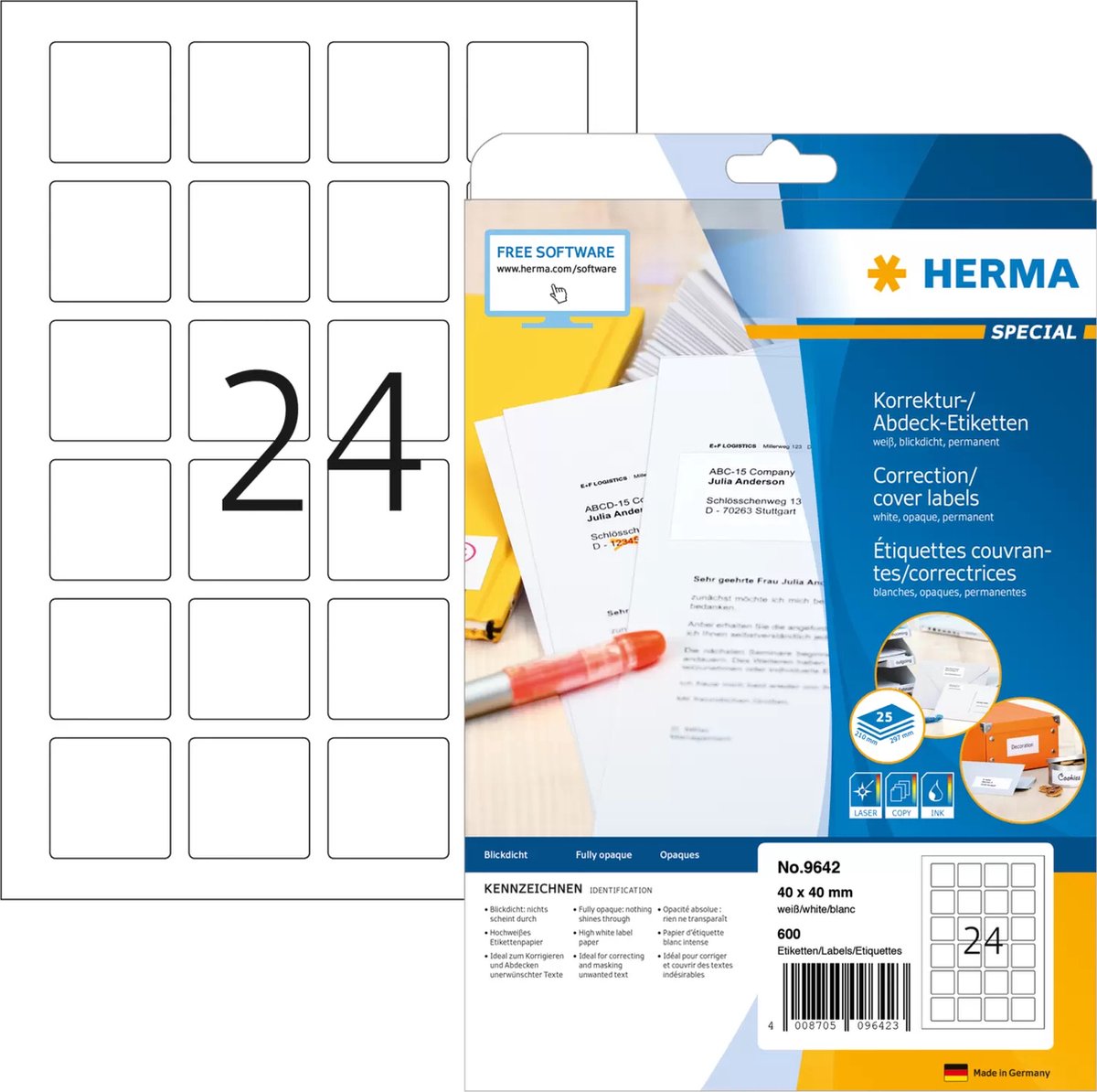 Étiquette d'imprimante d'étiquettes autocollante blanche sans marque herma 9642 sans marque