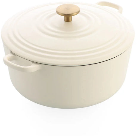 Cocotte en fonte Bk bordeaux 28 cm 6,7 l - cocotte induction - cocotte en fonte - passe au four jusqu'à 230 degrés - couvercle avec anneaux anti-goutte - intérieur émaillé blanc - blanc crème