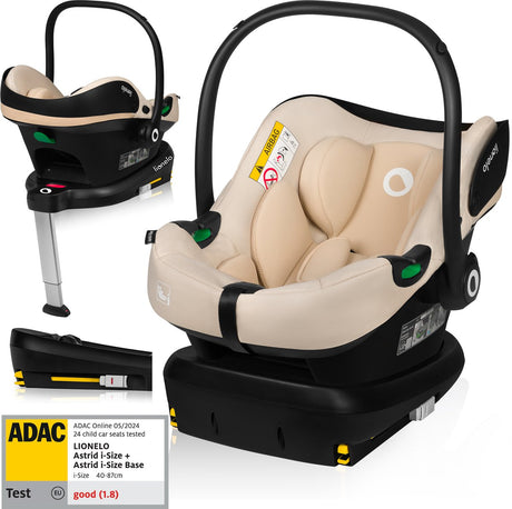 Ensemble Lionelo Astrid i-size – siège auto 40–87 cm + base isofix – testé adac – r129 i-size – mousse à mémoire de forme – appui-tête réglable – protection latérale – dri-seat – léger – universellement compatible