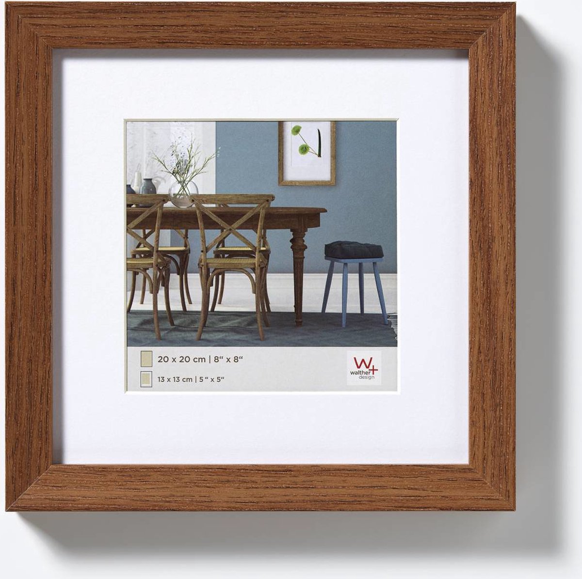 Walther fiorito - cadre en bois mdf - format photo 20x20 cm - chêne foncé