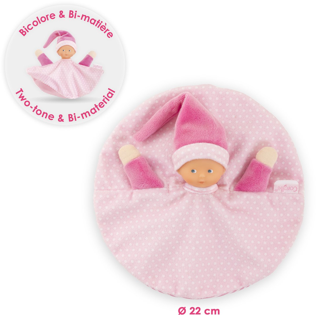 Corolle tidoudou - doudou rose, 17cm