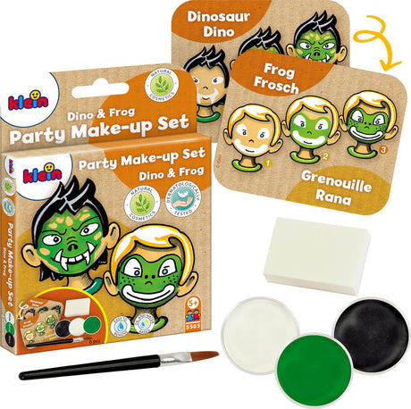 Klein Toys set de maquillage de fête 'dino frog' - trois tablettes de peinture en vert, blanc et noir - certifié selon ISO 16128 - multicolore