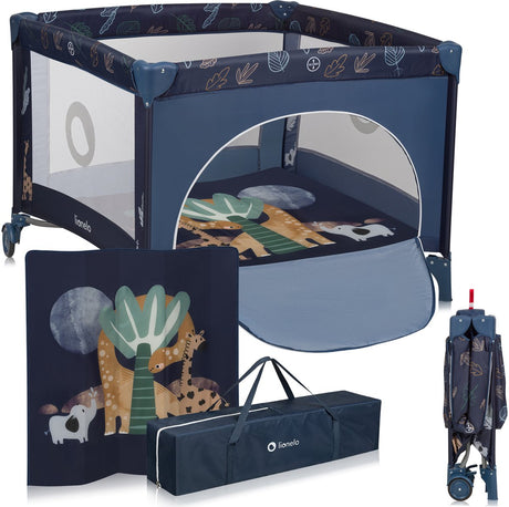 Parc Lionelo Bonnie - lit bébé - jusqu'à 15 kg - parois latérales en maille aérée - aire de jeu spacieuse - système de pliage et pliage rapide - sac de transport fourni