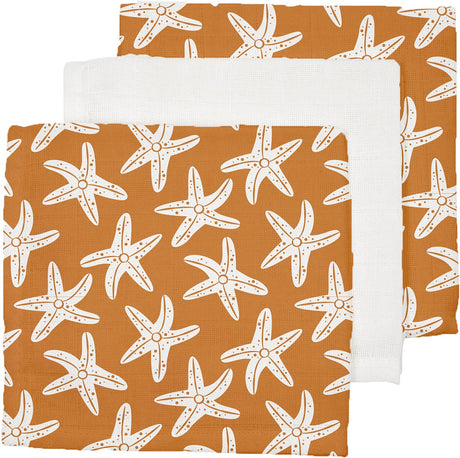 Étoile de mer | chiffons hydrophiles orange 25 x 25 cm - 3 pièces