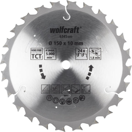 Wolfcraft - lame de scie circulaire 150x10mm - 24 dents - pour scie circulaire à main sans fil - série lilas - 6345000