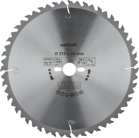 Wolfcraft - lame de scie circulaire pour table de scie 315x30mm - 28 dents - lame de scie pour scie à table - série verte - 6664000