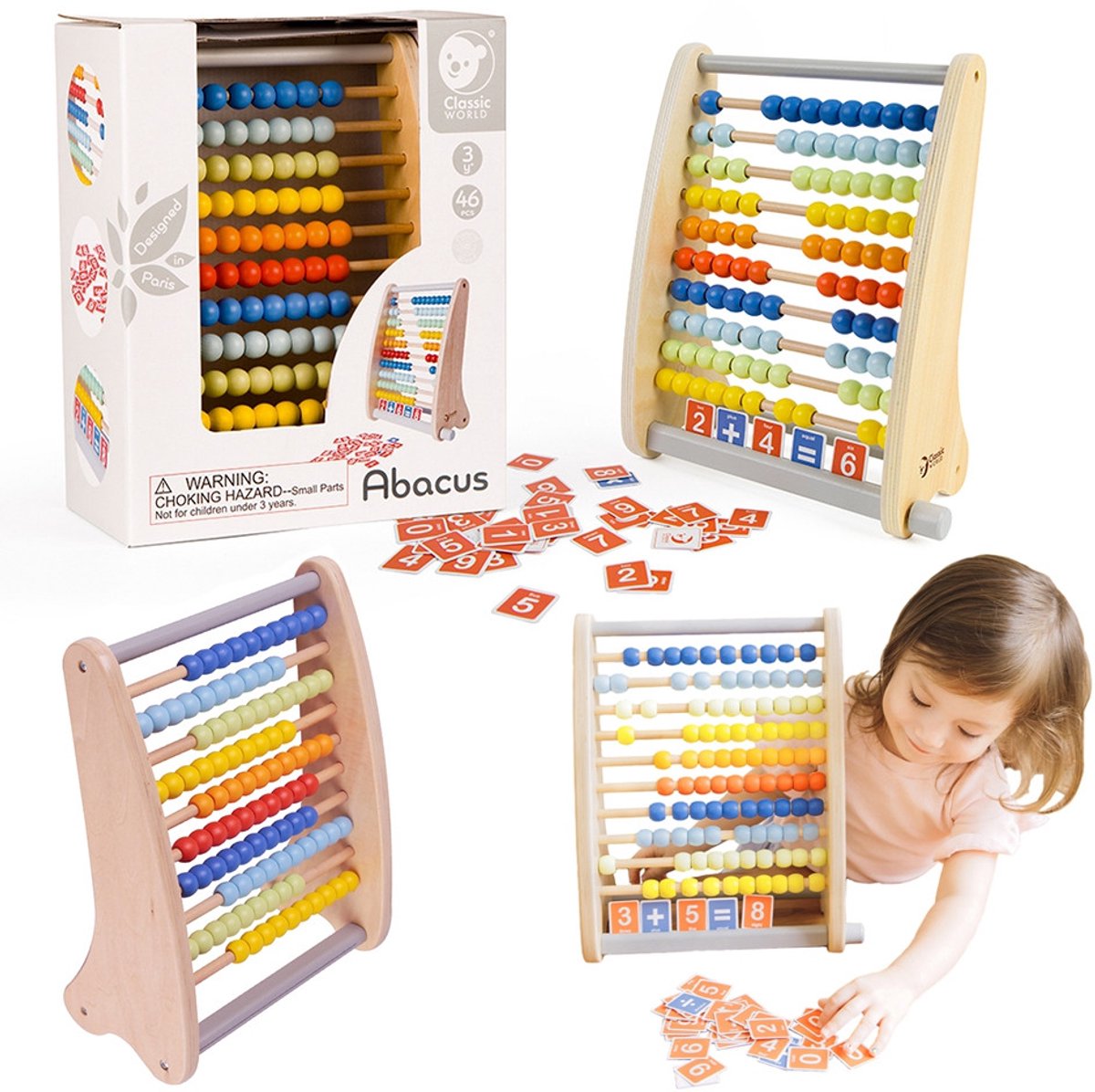 Milam en bois du monde classique du monde avec des cartes de comptage