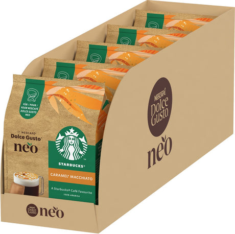 Dosettes et sachets de café Starbucks by Nescafé Dolce Gusto Neo caramel macchiato - 5x 6 dosettes + 6 sachets pour 6 tasses de café