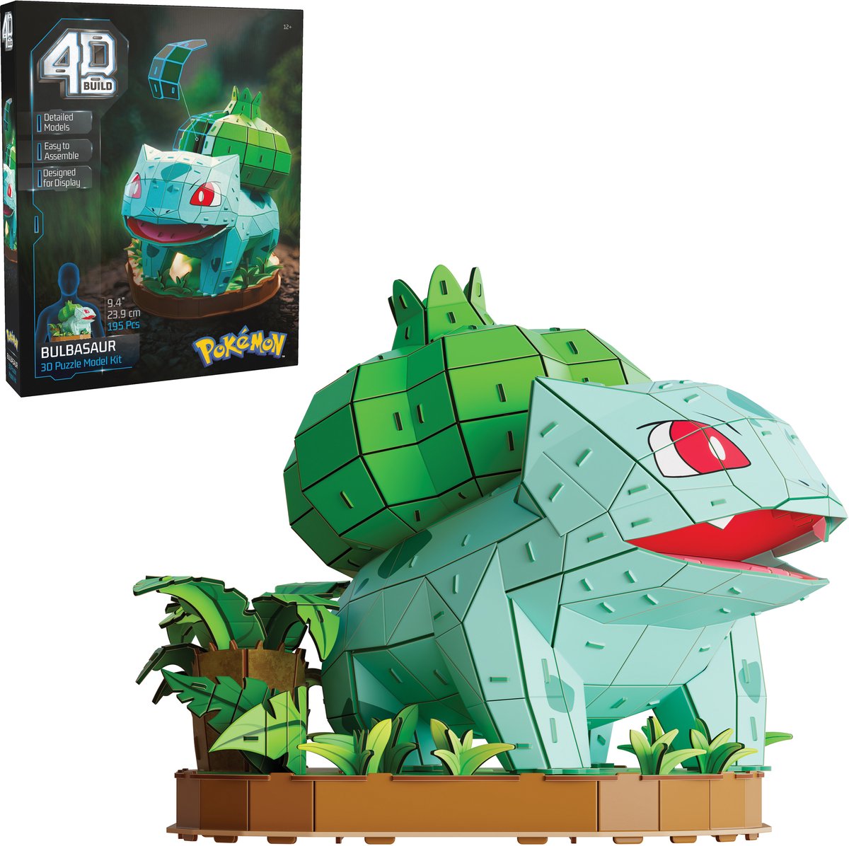 Construction 4D - Pokémon Bulbasaur - Kit modèle 3D - Objets de collection Pokémon, Collection de démarrage de bureau, Décoration de bureau, Jouets de construction, Puzzles 3D, 195 pièces