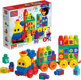 Train musical ABC Mega Blocks - Blocs de construction éducatifs pour 1 à 5 ans - 50 blocs
