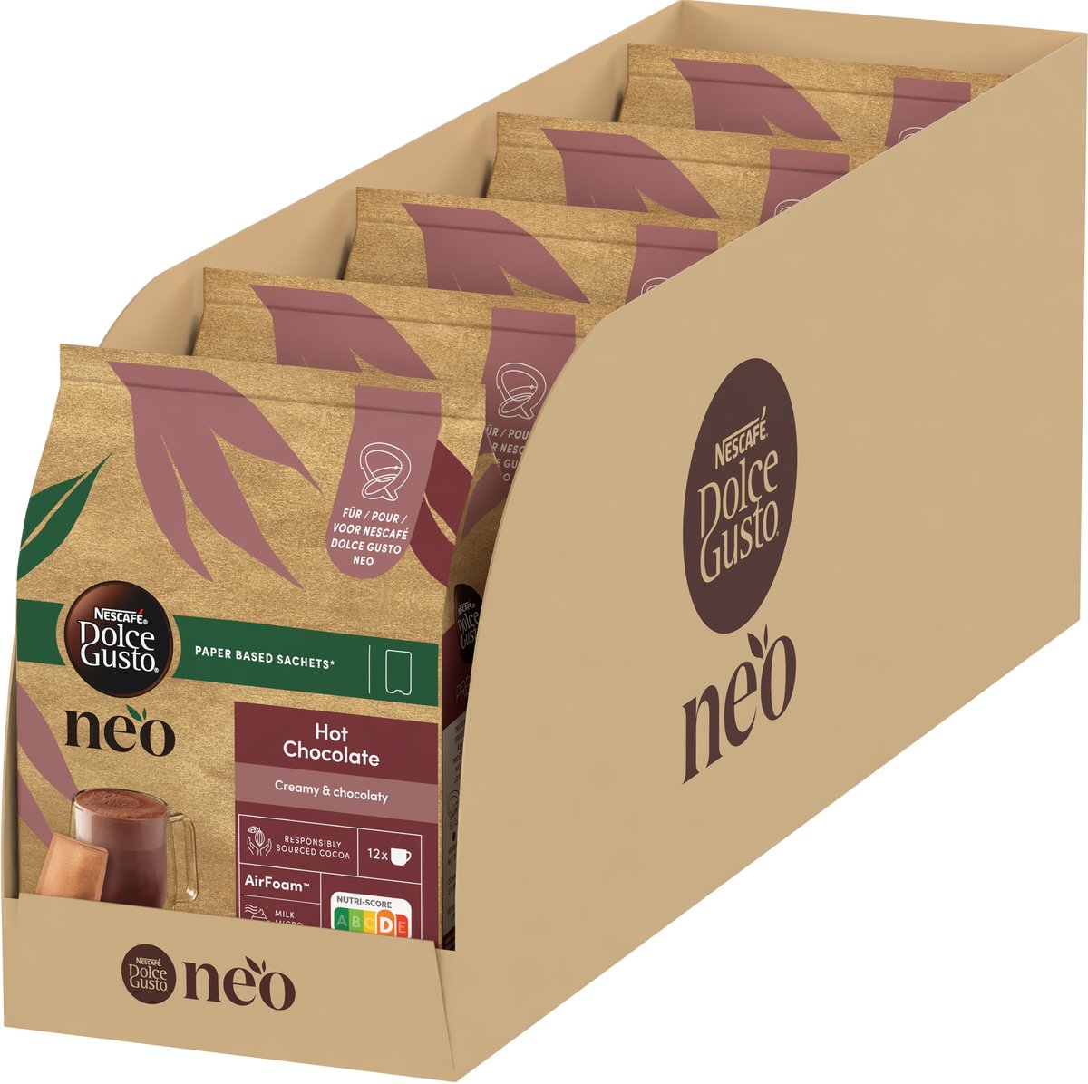 Nescafé dolce gusto neo sachets chocolat chaud - 5x 12 sachets pour 12 tasses de lait chocolaté