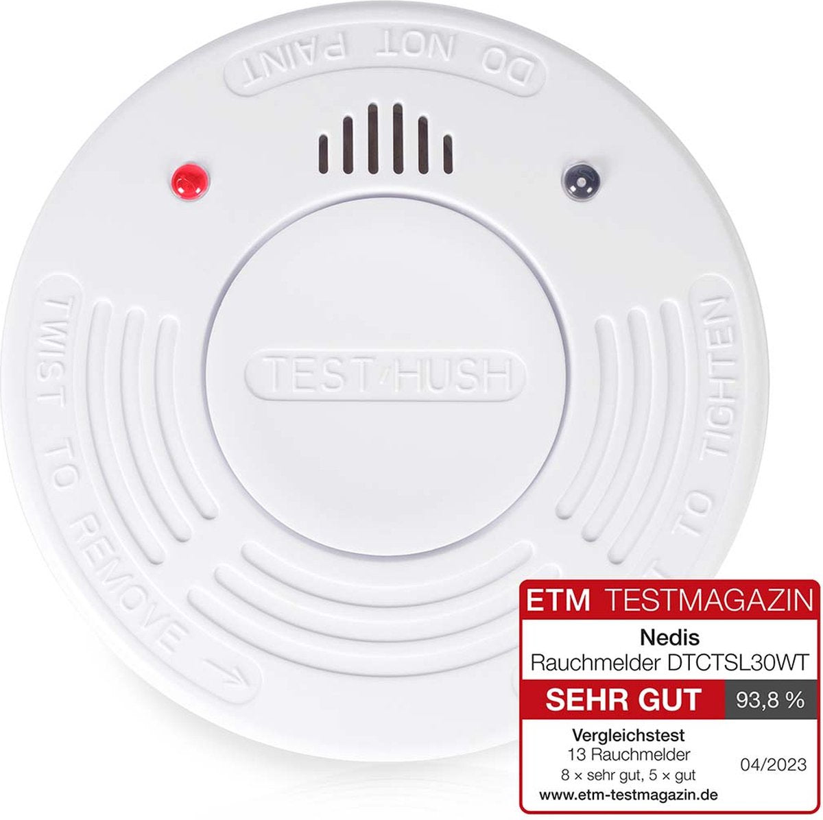 Détecteur de fumée Nedis - alimenté par batterie - autonomie jusqu'à : 10 ans - en 14604 - fonction silence - avec bouton de test - 85 dB - abs - blanc