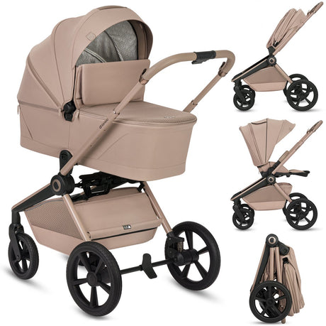 Ensemble poussette 3en1 Lionelo Freya – nacelle, poussette astrid i-size siège auto (40–87 cm) – premium – de la naissance à 22 kg – roues PU avec suspension – siège réversible – capote UPF50+